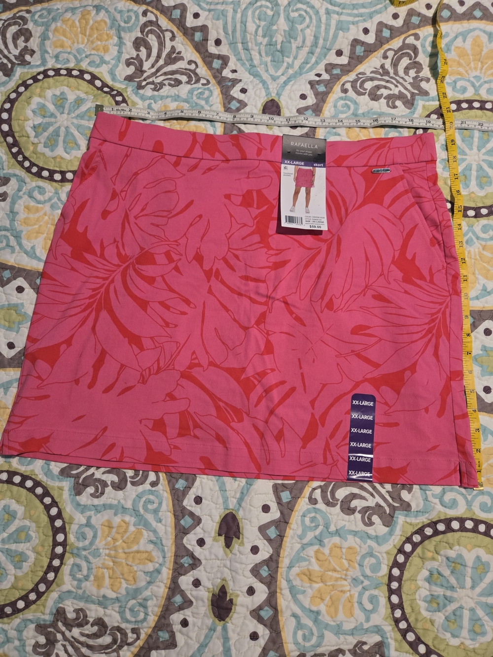 NWT Rafaella Pink and Red Tropical-Print Skort